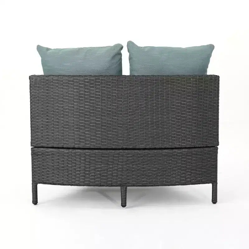 Christopher Knight Home 2pc Newton Wicker Outdoor Patio Curved Loveseat Sectional with Cushions
