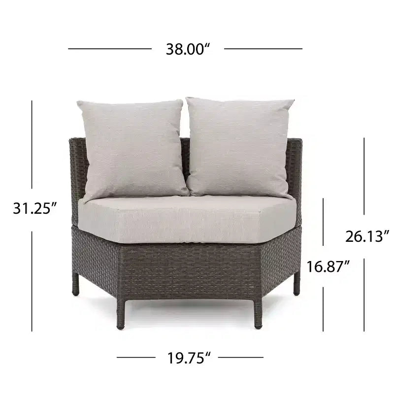 Christopher Knight Home 2pc Newton Wicker Outdoor Patio Curved Loveseat Sectional with Cushions