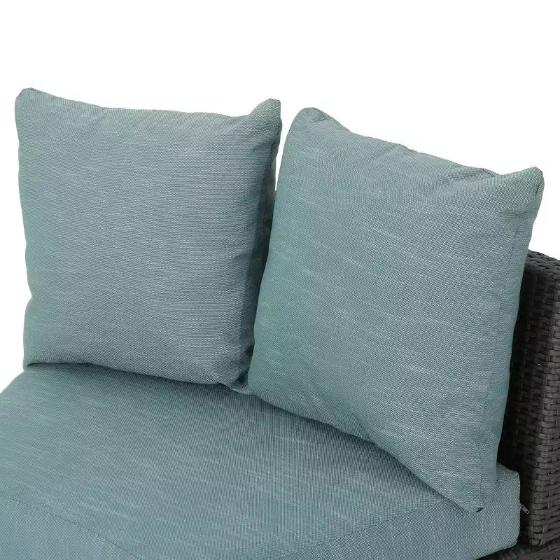 Christopher Knight Home 2pc Newton Wicker Outdoor Patio Curved Loveseat Sectional with Cushions
