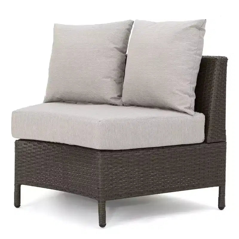 Christopher Knight Home 2pc Newton Wicker Outdoor Patio Curved Loveseat Sectional with Cushions