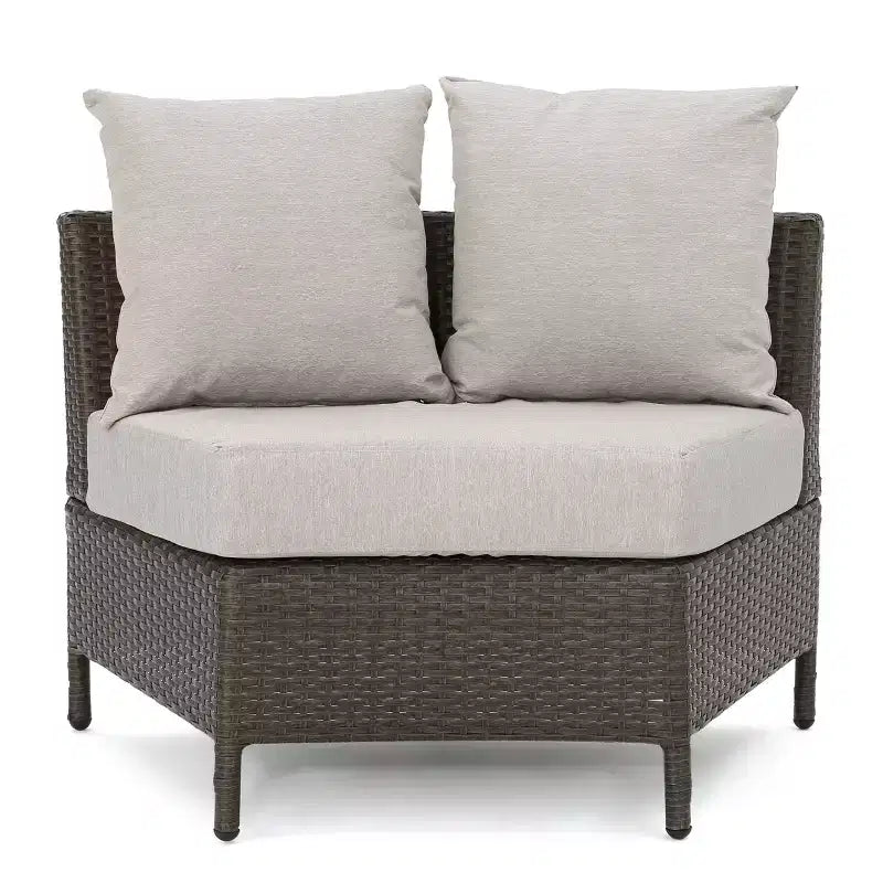 Christopher Knight Home 2pc Newton Wicker Outdoor Patio Curved Loveseat Sectional with Cushions
