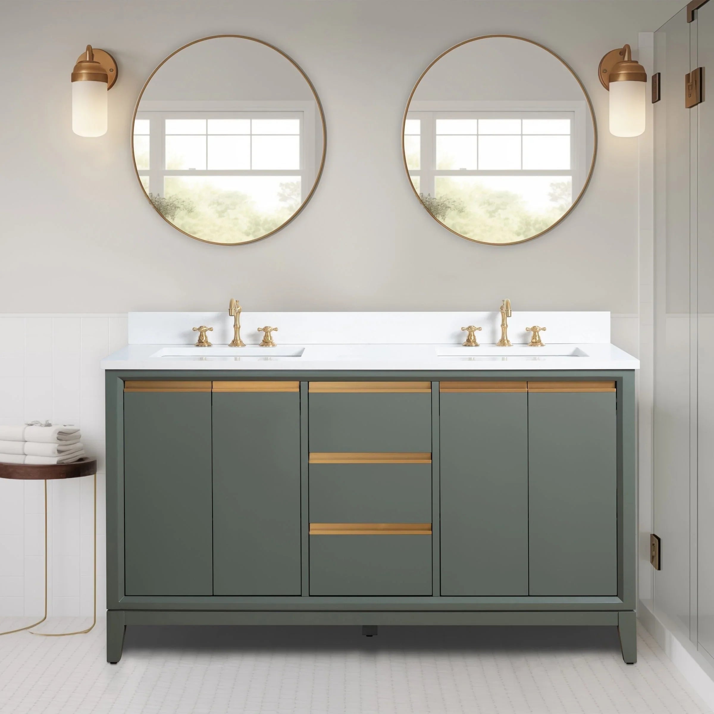 Mobile da Bagno Vanity Art con Lavabo in Ceramica e Top in Marmo Ricomposto
