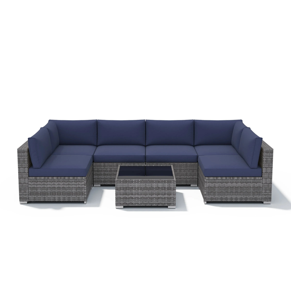 Wicker/ Steel 7-piece Outdoor Cushioned Sectional Sofa Set