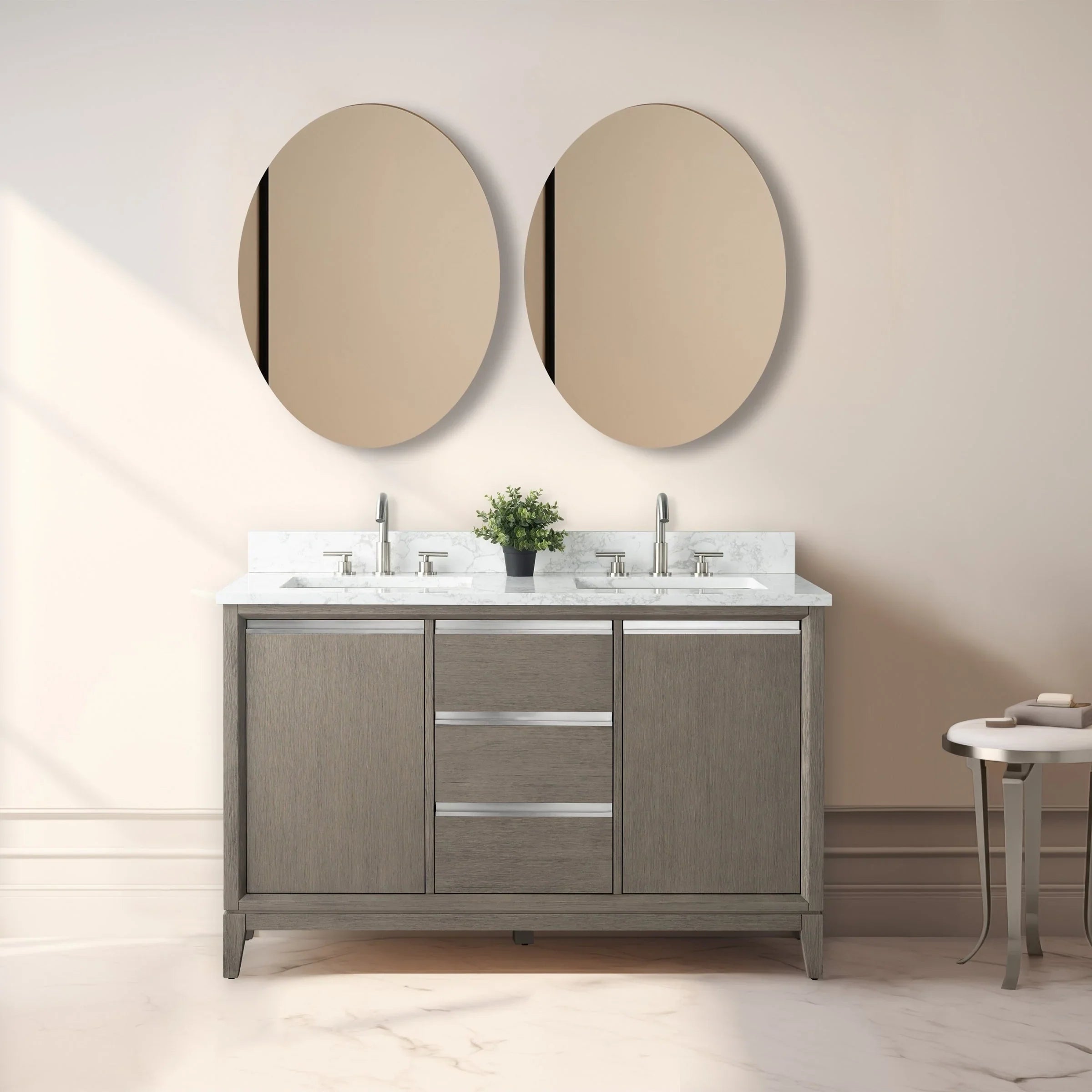 Mobile da Bagno Vanity Art con Lavabo in Ceramica e Top in Marmo Ricomposto