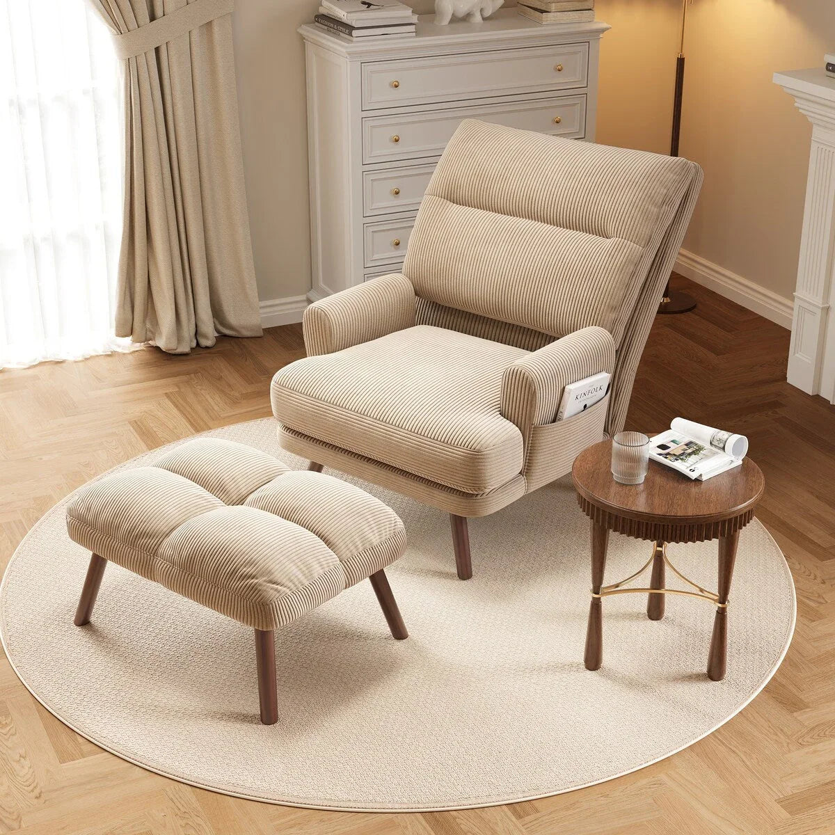 Poltrona reclinabile regolabile OVIOS con pouf/ottoman