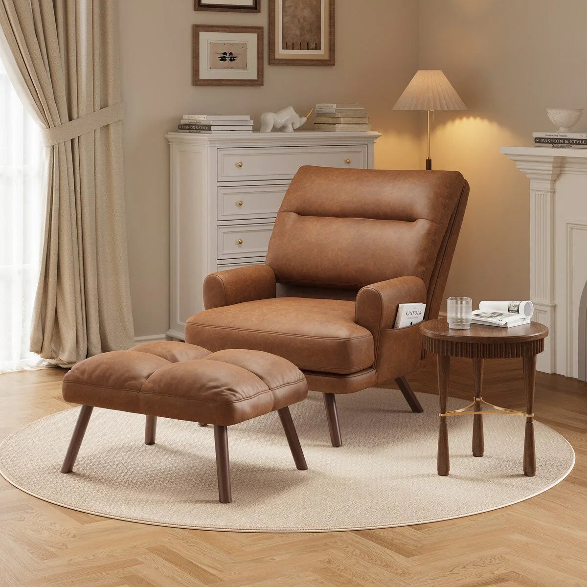 Poltrona reclinabile regolabile OVIOS con pouf/ottoman
