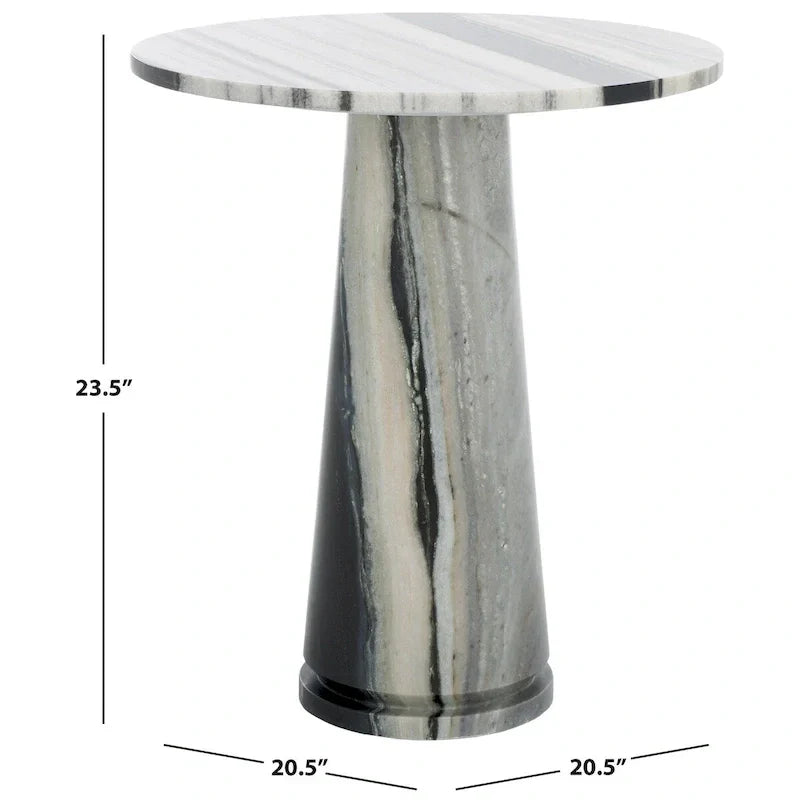 Tavolino d'appoggio rotondo alto in marmo Ghicu di SAFAVIEH Couture - 55,8 cm L x 53,3 cm P x 61 cm A - 53,3x53,3x61 cm