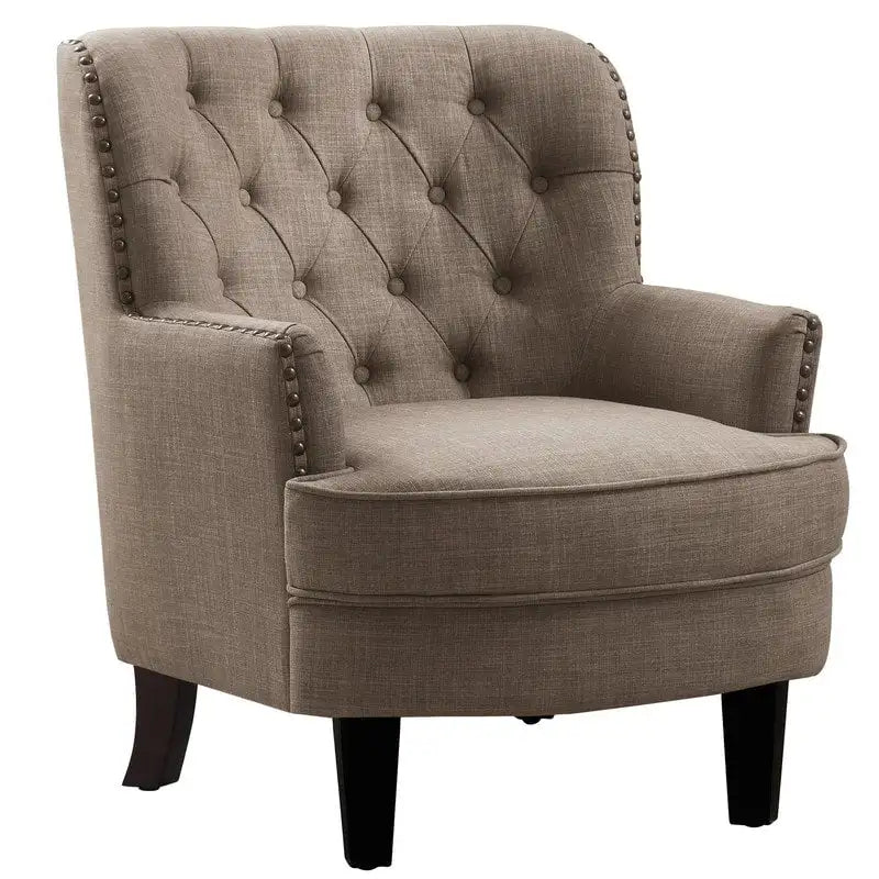 Moser Bay Mignon Poltrona Accent con Schienale Alto Trapuntato, Velluto/Lino, 76 cm