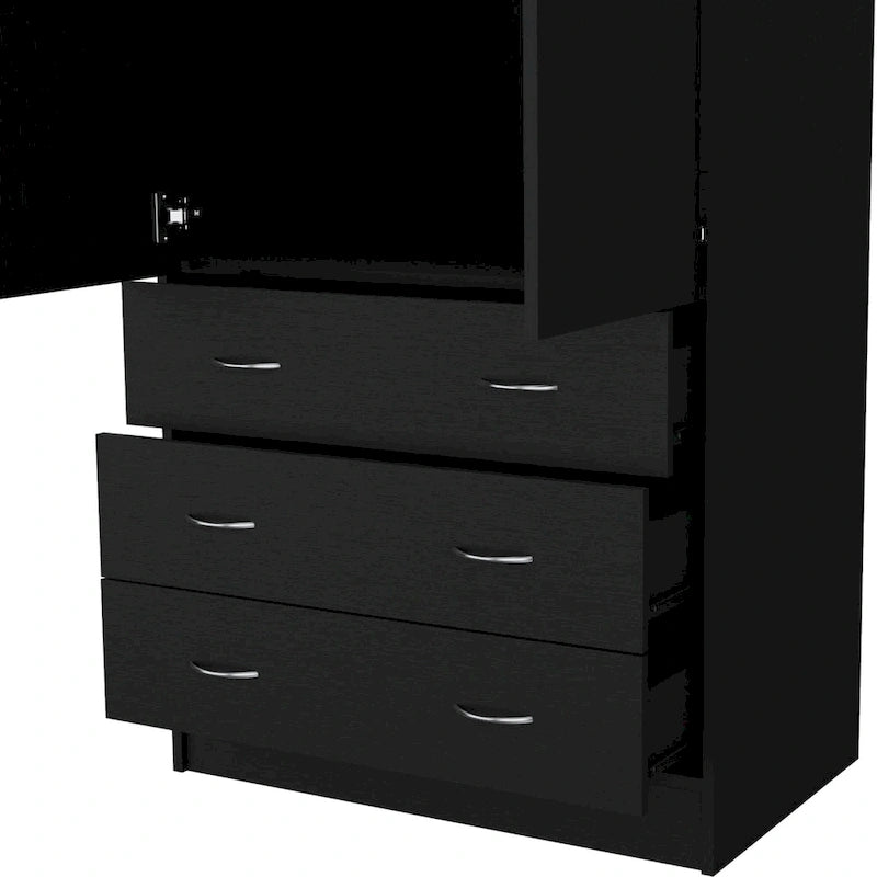 19 Armadio moderno a due ante con 3 cassetti e 1 asta appendiabiti per camera da letto