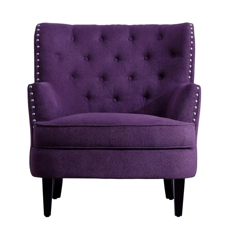 Moser Bay Mignon Poltrona Accent con Schienale Alto Trapuntato, Velluto/Lino, 76 cm