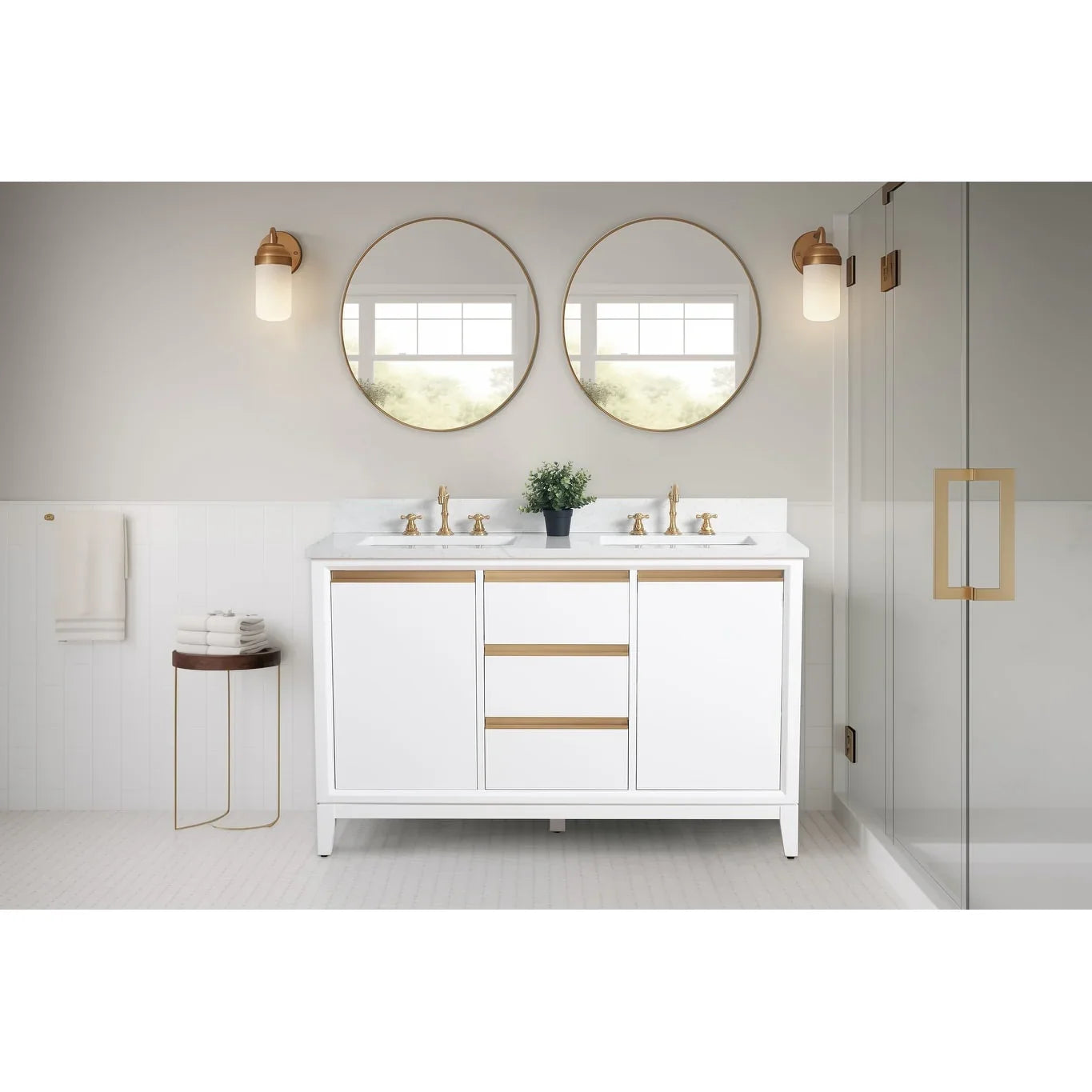 Mobile da Bagno Vanity Art con Lavabo in Ceramica e Top in Marmo Ricomposto