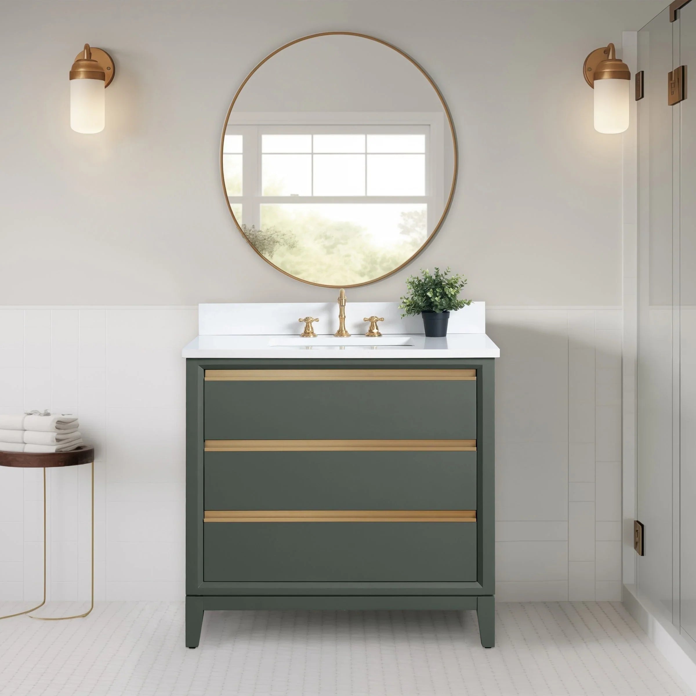 Mobile da Bagno Vanity Art con Lavabo in Ceramica e Top in Marmo Ricomposto